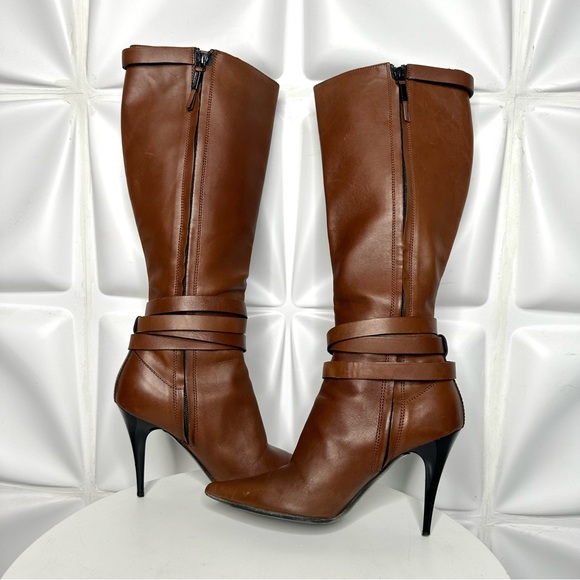 BURBERRY brown boots pointed toes ankle straps sz 37 1/2 - Picture 4 of 15